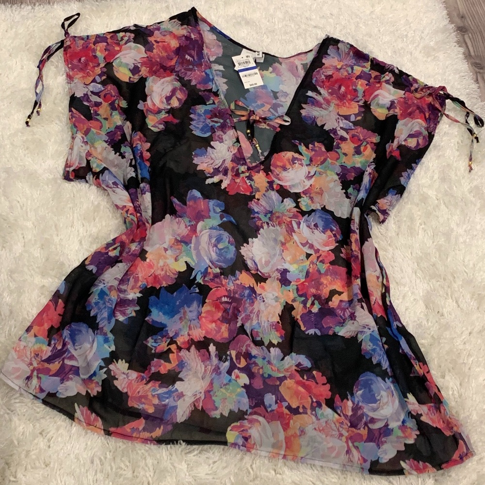 NEW Bar III Plunge Cold-Shoulder Swim Cover